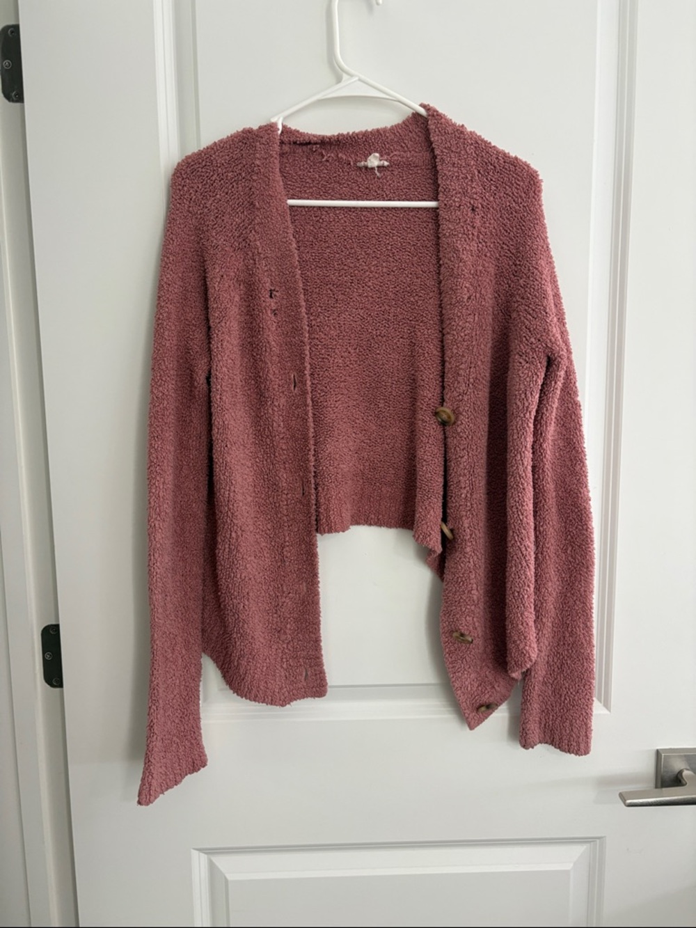 Open-Front Cozy Cardigan in Dusty Rose